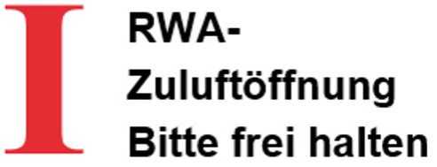 Schild bzw. Aufkleber "RWA-Zuluftöffnung"